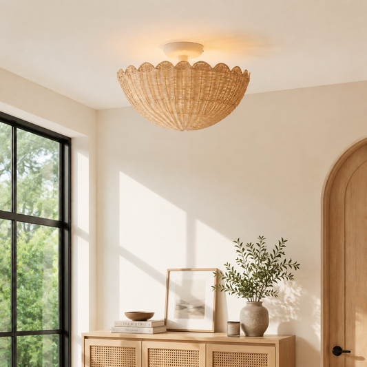 Nicholas Bohemian Rattan Flower Ceiling Light