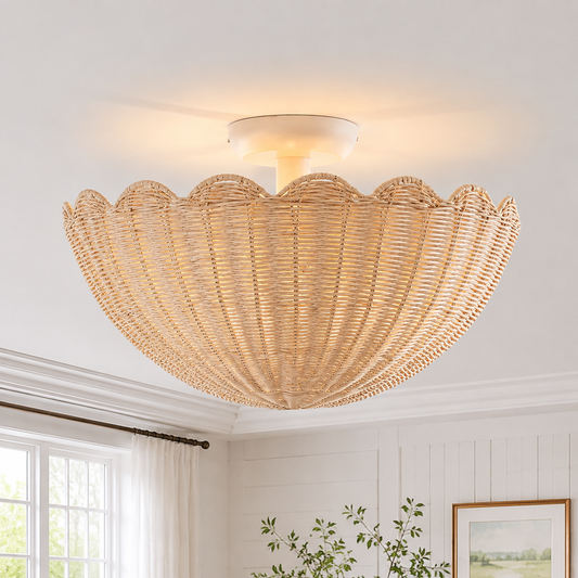 Nicholas Bohemian Rattan Flower Ceiling Light