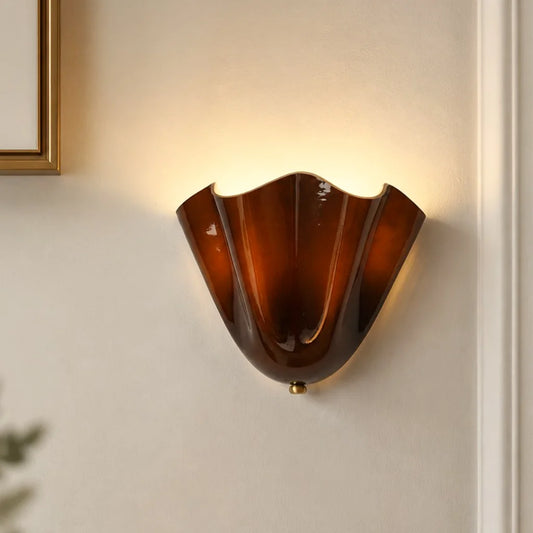 Nikolas Mid-Century Modern Seashell Glass Wall Sconce