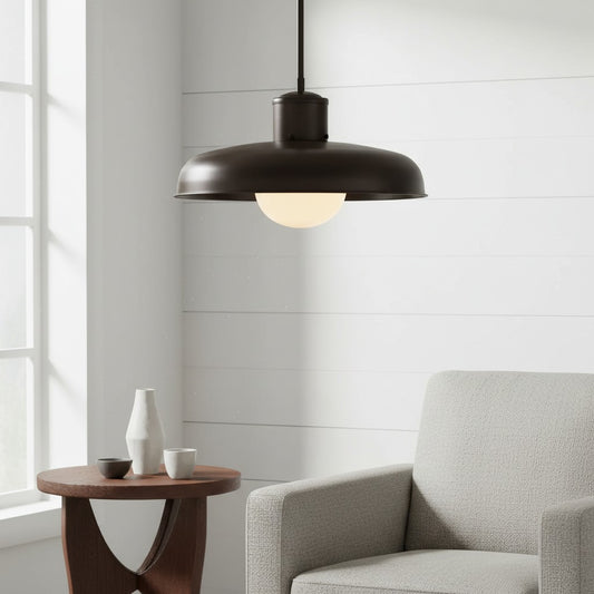 Nofin Farmhouse Outdoor Milk Glass Pendant Light