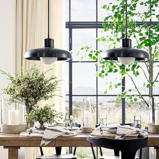 Nofin Farmhouse Outdoor Milk Glass Pendant Light