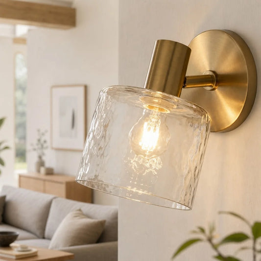 Nora Modern Cylinder Glass Brass Wall Sconce