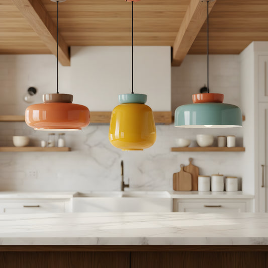 Nordic Modern Colorful Bowl Ceramic Pendant Light for Kitchen Island