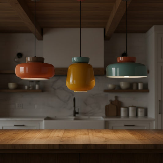 Nordic Modern Colorful Bowl Ceramic Pendant Light for Kitchen Island