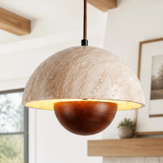 Norvane Wabi Sabi Half Dome Travertine Pendant Lamp