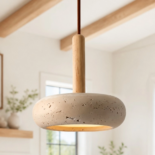 Norvik Wabi-sabi Disc Travertine Pendant Light