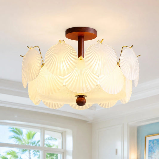 Novin French Vintage Glass Shell Ceiling Light