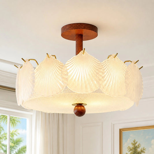 Novin French Vintage Glass Shell Ceiling Light