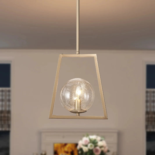 Odelia Industrial Brass Geometric Pendant Light