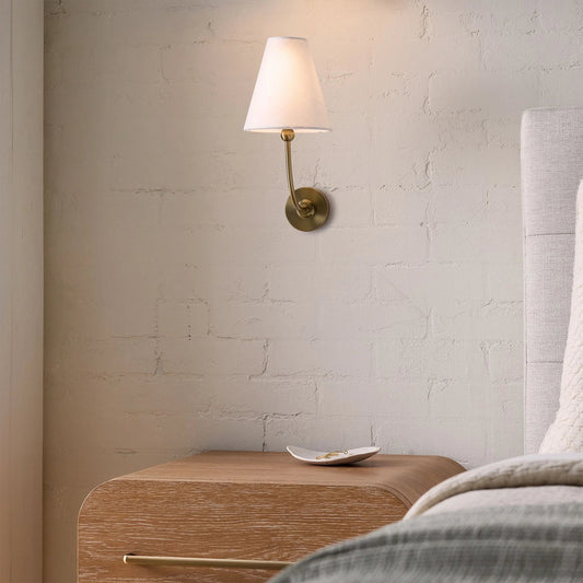 Oizys Retro Industrial White Linen Rechargeable Wall Sconce