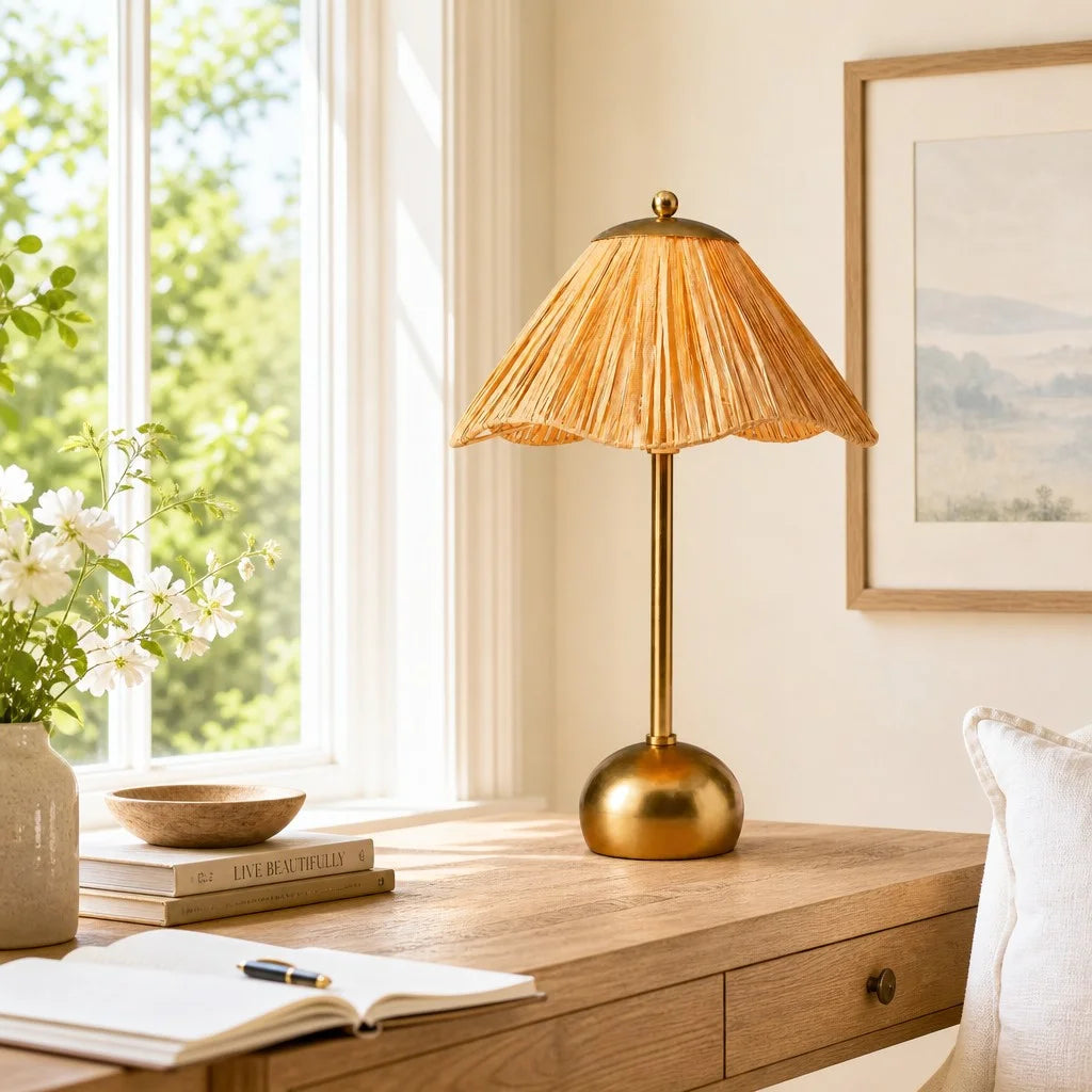 Ophelia Modern Scalloped Raffia Metal Table Light112.webp__PID:a2d58899-1310-4933-afee-c6d629798d3c