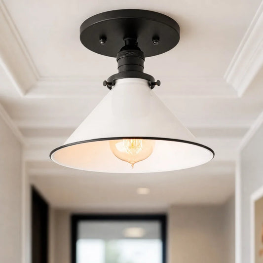 Oriane Modern Farmhouse White Glass Ceiling Light