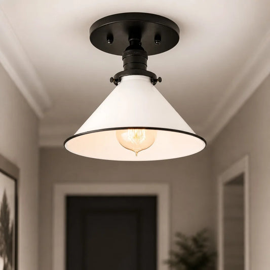 Oriane Modern Farmhouse White Glass Ceiling Light