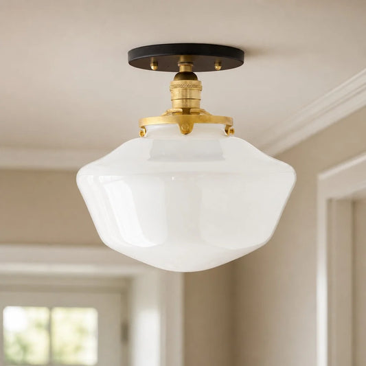 Orien Modern Vintage Octagonal Milk Glass Ceiling Light