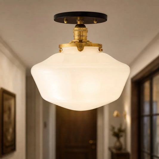 Orien Modern Vintage Octagonal Milk Glass Ceiling Light