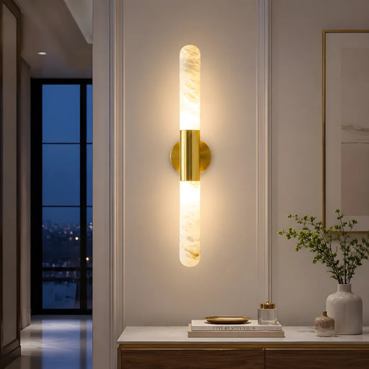 Orlina Modern Up Down Alabaster Cylinder Wall Light