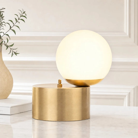 Orryn Mid-Century Globe Glass Cylinder Table Light