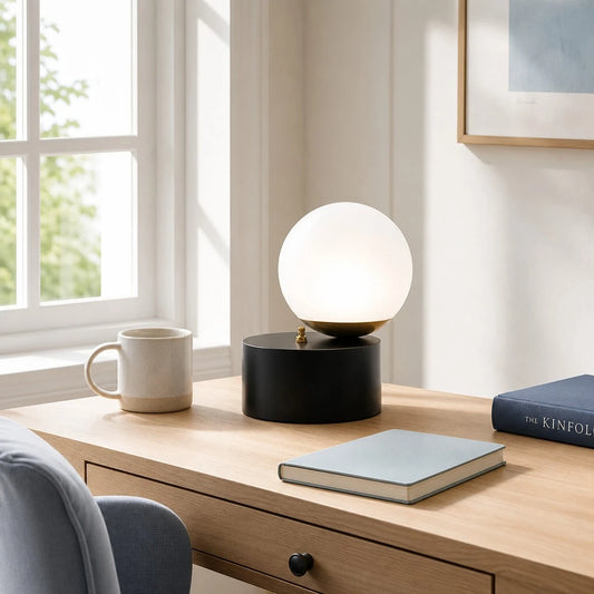 Orryn Mid-Century Globe Glass Cylinder Table Light