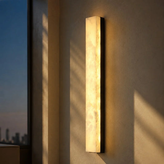 Othilia Minimalist Rectangular Alabaster Wall Sconce