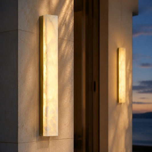 Othilia Minimalist Rectangular Alabaster Wall Sconce