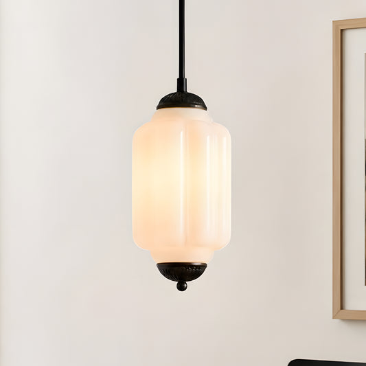 Ozara Vintage Scallop Milk Glass Pendant Light