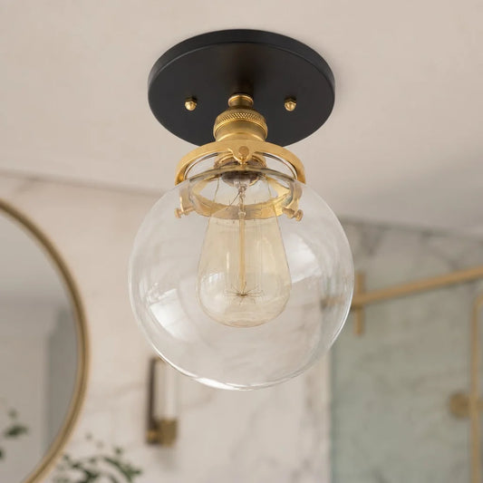 Pacet Modern Industrial Clear Glass Globe Ceiling Light