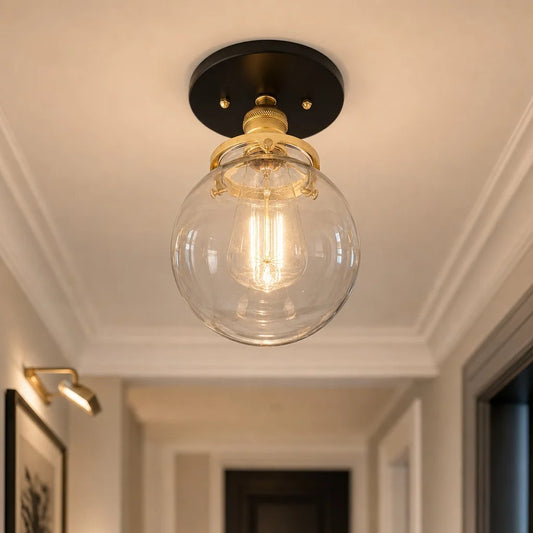 Pacet Modern Industrial Clear Glass Globe Ceiling Light