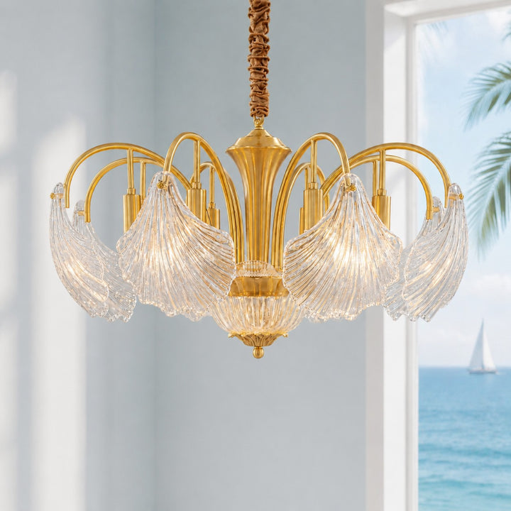 Percival French Glass Scallop Shell Chandelier