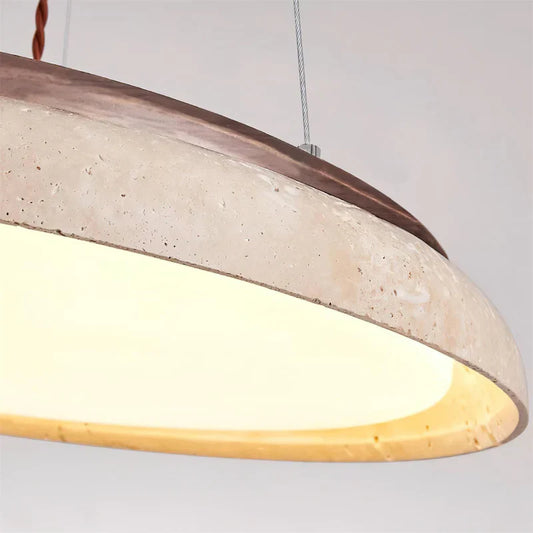 Pheme Wabi-Sabi Round Travertine Pendant Light
