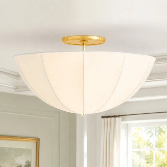 Philippa Classic Traditional Round Pleated Shade Flush Mount Light