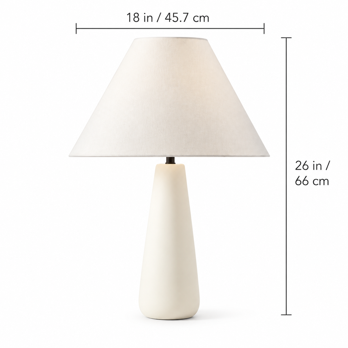 AI-generated Polar table lamp dimensions 26 x 18 inches dual units