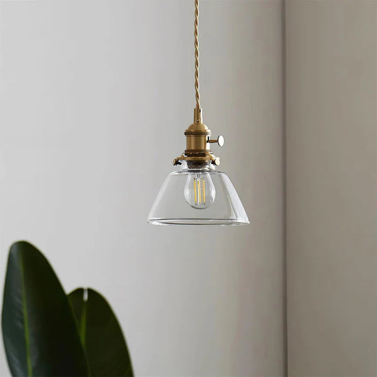 Porphyrion Mini Retro Brass Clear Glass Pendant Light