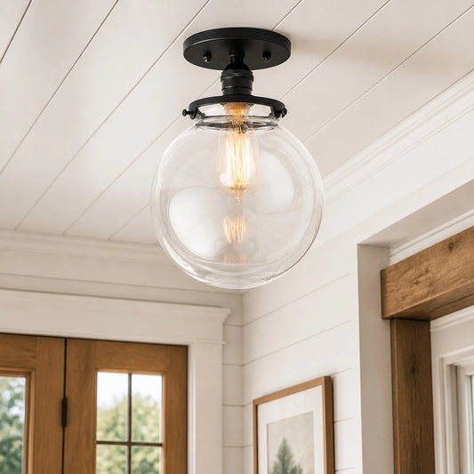 Rainer Farmhouse Clear Globe Ceiling Light