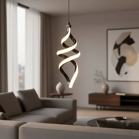 Ray Modern Aluminum Spiral LED Pendant Light