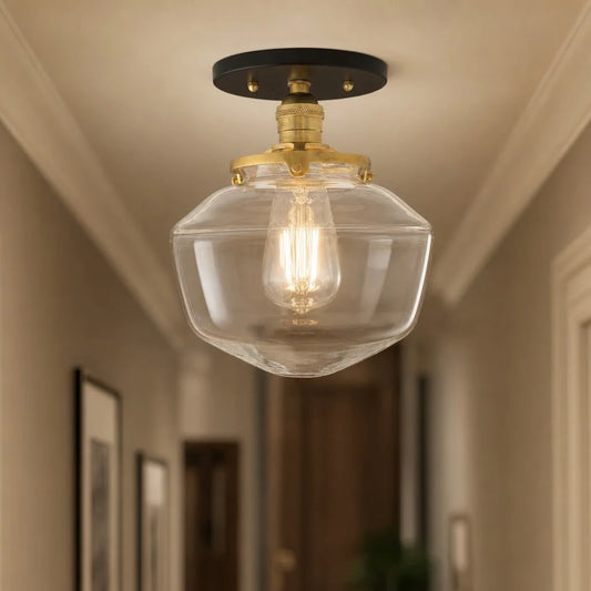 Reak Modern Industrial Octagonal Clear Glass Ceiling Light