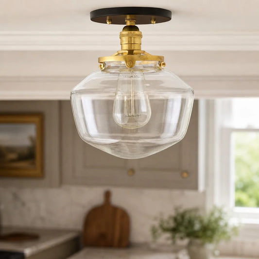 Reak Modern Industrial Octagonal Clear Glass Ceiling Light
