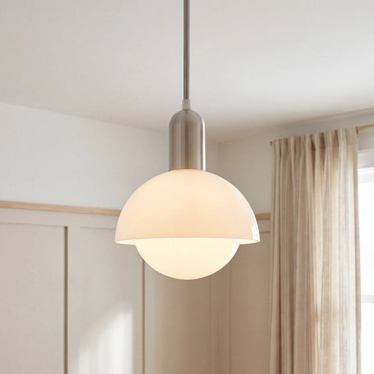 Reed Modern Metal Double Dome Sphere Pendant Light