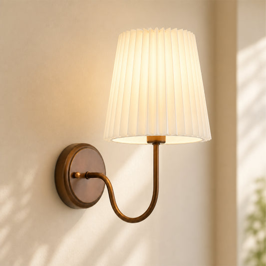 Renee Retro Pleated Fabric Iron Wall Sconce