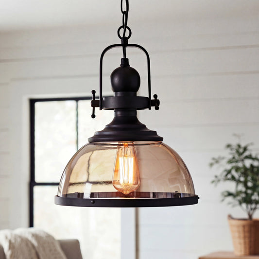 Retro Industrial Glass Globe Metal Pendant Light