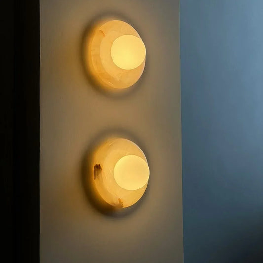 Rhea Modern Natural Gravure Onyx Glass Globe Wall Sconce
