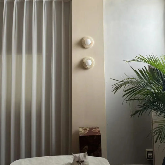 Rhea Modern Natural Gravure Onyx Glass Globe Wall Sconce