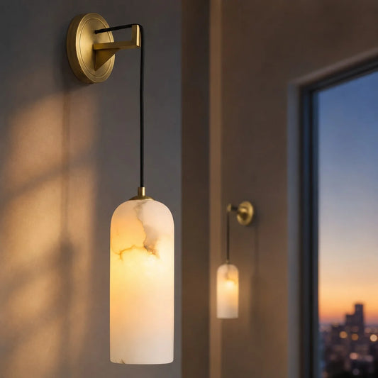 Rhosyn Modern Cylinder Alabaster Wall Lamp