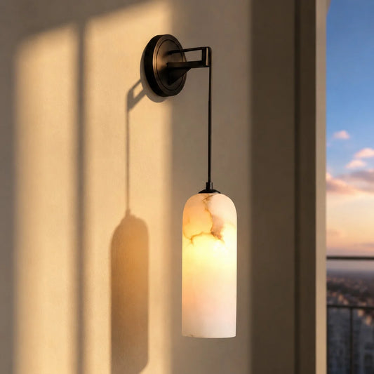 Rhosyn Modern Cylinder Alabaster Wall Lamp