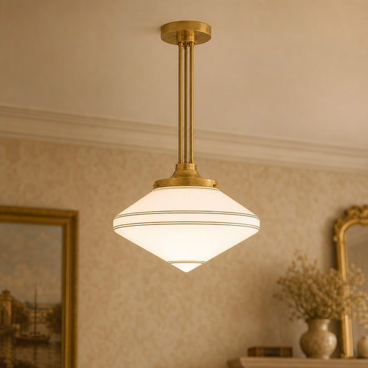 Riona Art Deco Glass Pointed Globe Pendant / Ceiling Light
