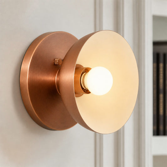 Romilly Contemporary 1-Light Round Brass Wall Light
