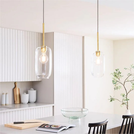 Ronan Modern Brass Pebble Glass Pendant Light
