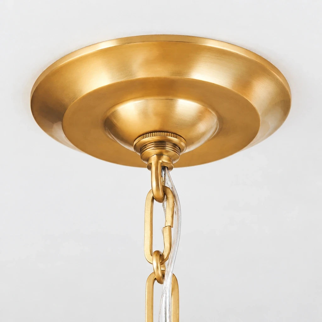 Rousham Brass Glass Lantern Pendant Light, ceiling canopy detail