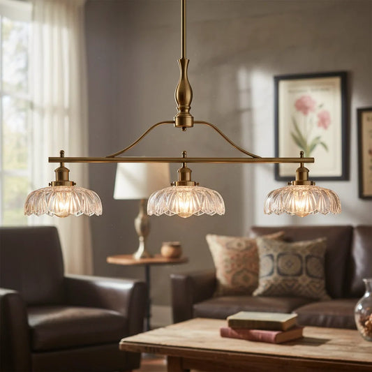 Rowan Vintage Textured Glass 3-Light Chandelier