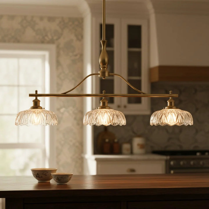 Ilaria Vintage Textured Glass 3-Light Chandelier