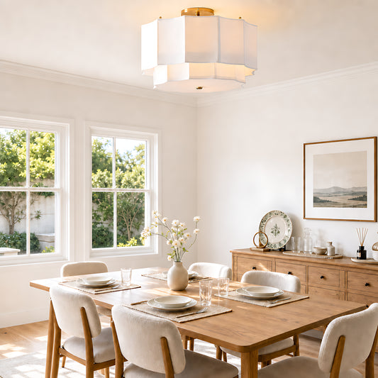 Roy Modern Linen Drum Flush Mount Adjustable Ceiling Light